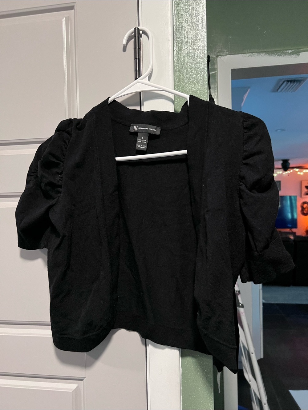 I.N.C international concepts Black Short Sleeve Open Cardigan